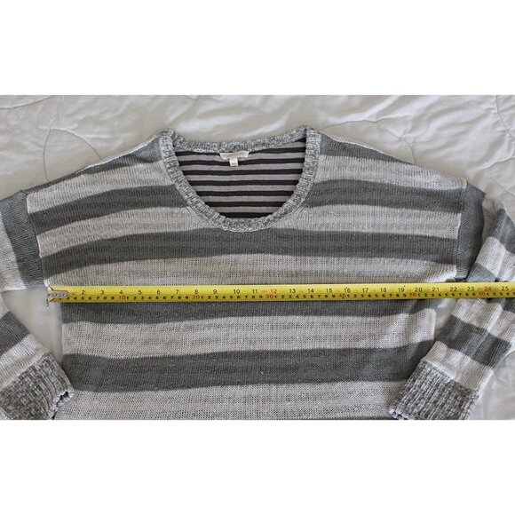 Eileen Fisher - Coastal Beach Asthetic 2 Layer Linen Strip Top, Grey White Med - Picture 6 of 9
